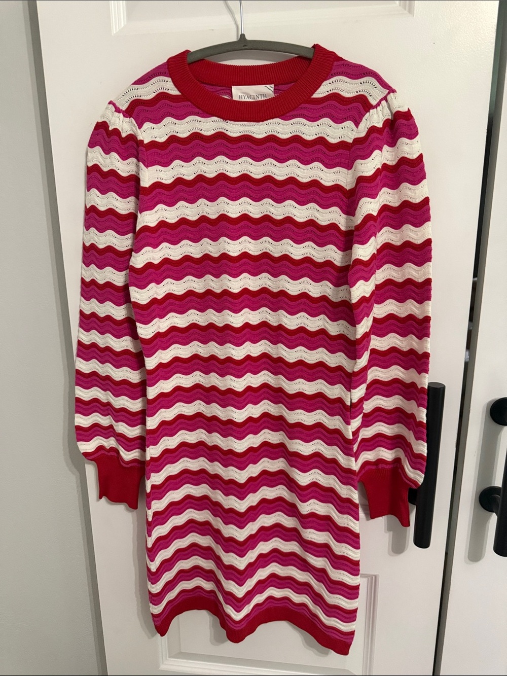 Red & White Striped Knit Dress